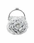 Bolso vintage en forma de flor gris con detalle en el centro