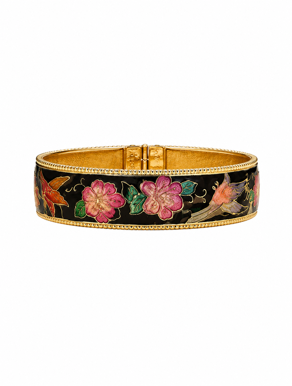 Pulseira vintage de flores esmaltadas