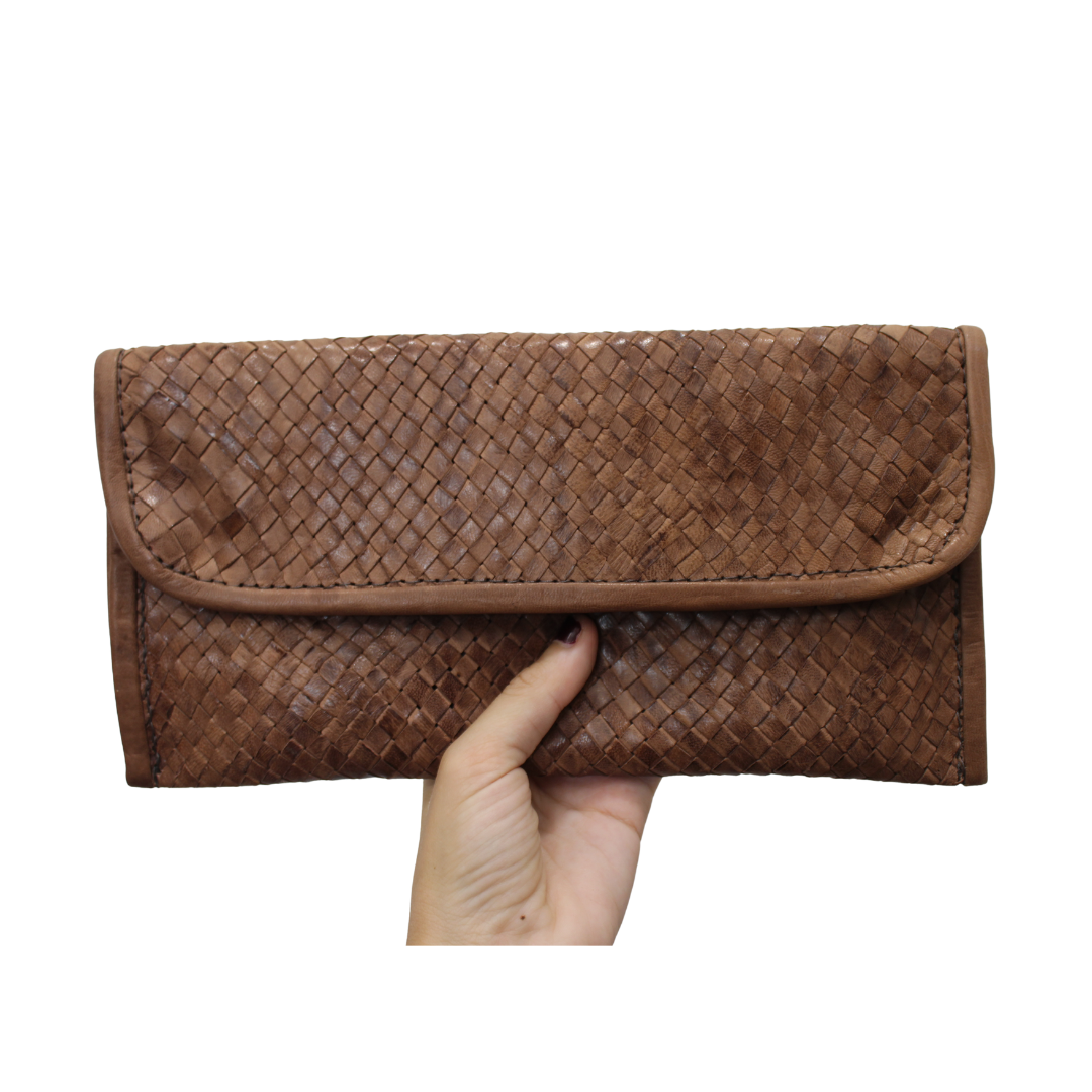 Bolso de mano de cuero trenzado con asa (varios colores)