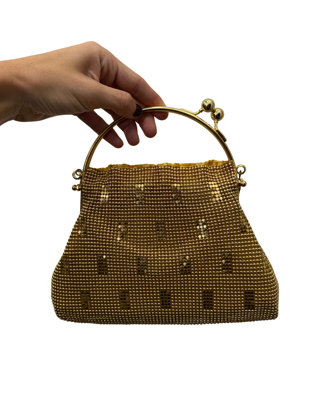 Bolsa vintage dourada em forma de balde