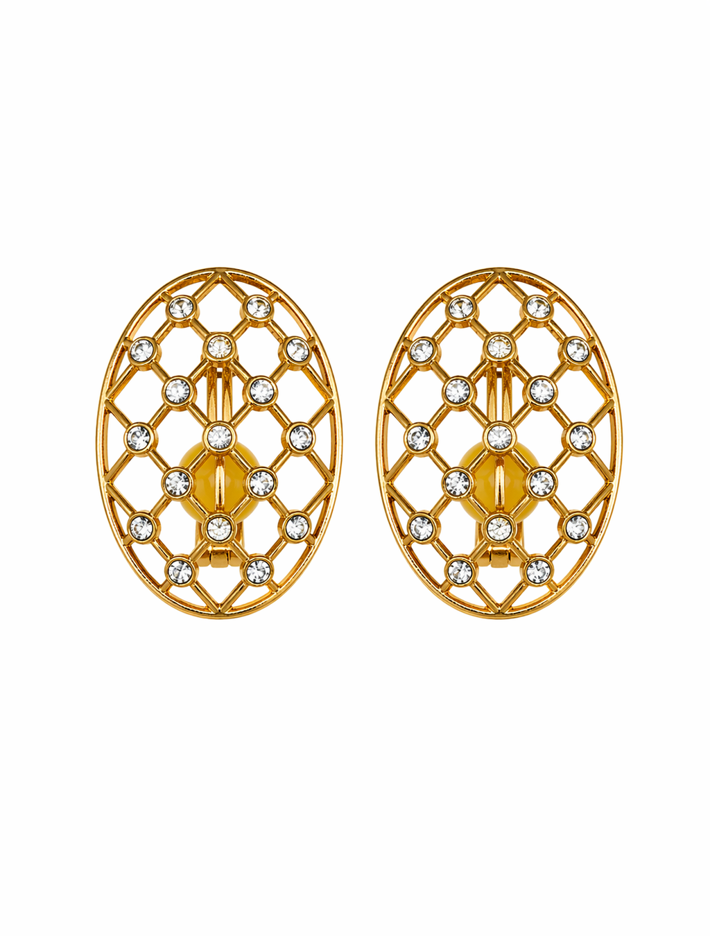 Pendientes vintage de clip dorados calados con circonitas