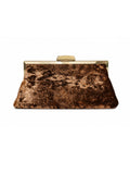 Bolso vintage tipo clutch con cadena marrón de terciopelo