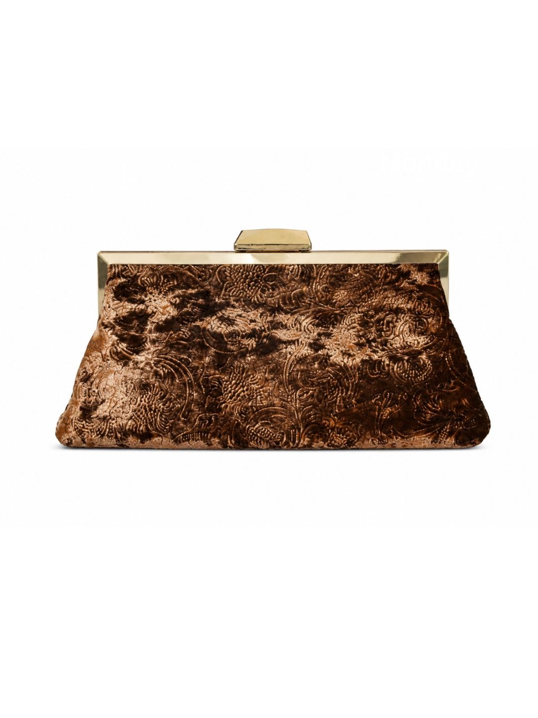 Bolso vintage tipo clutch con cadena marrón de terciopelo
