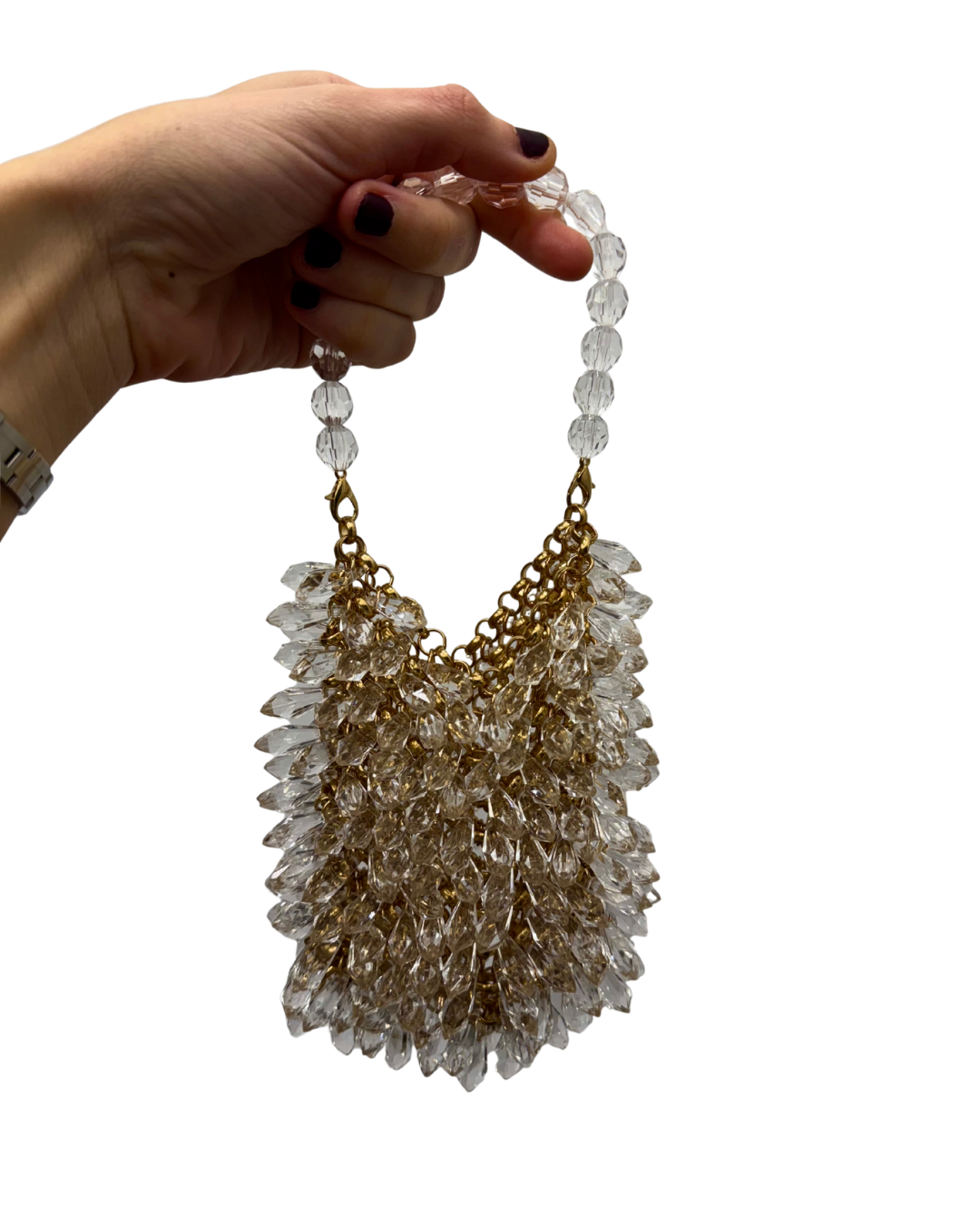 Bolso vintage tipo saquito de cristales