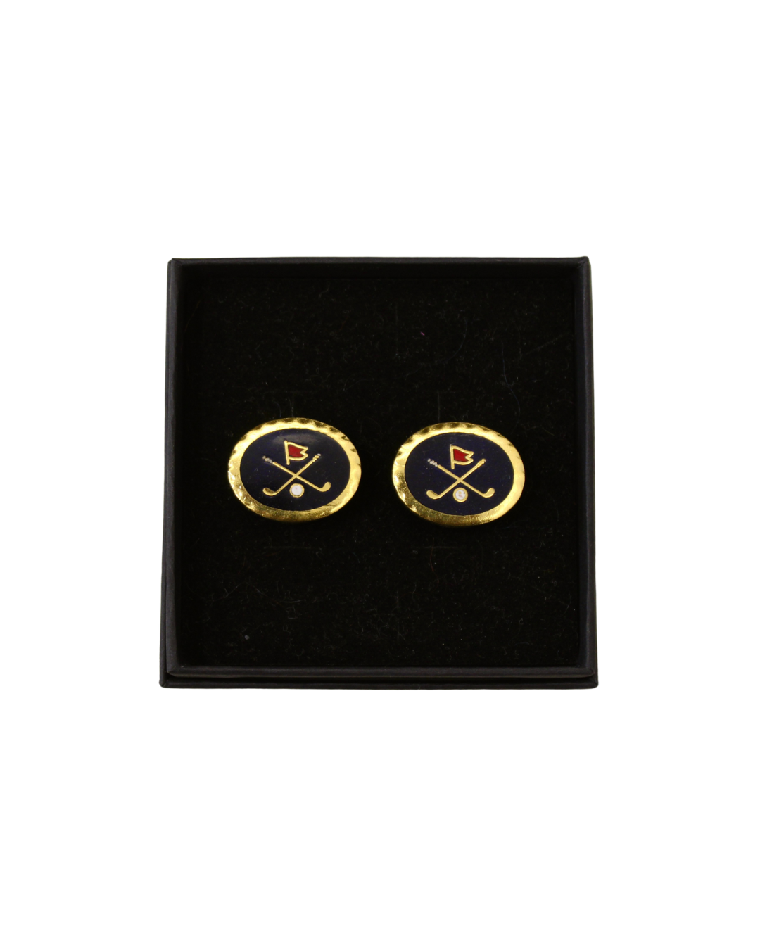 Gemelos vintage de Golf con filo dorado