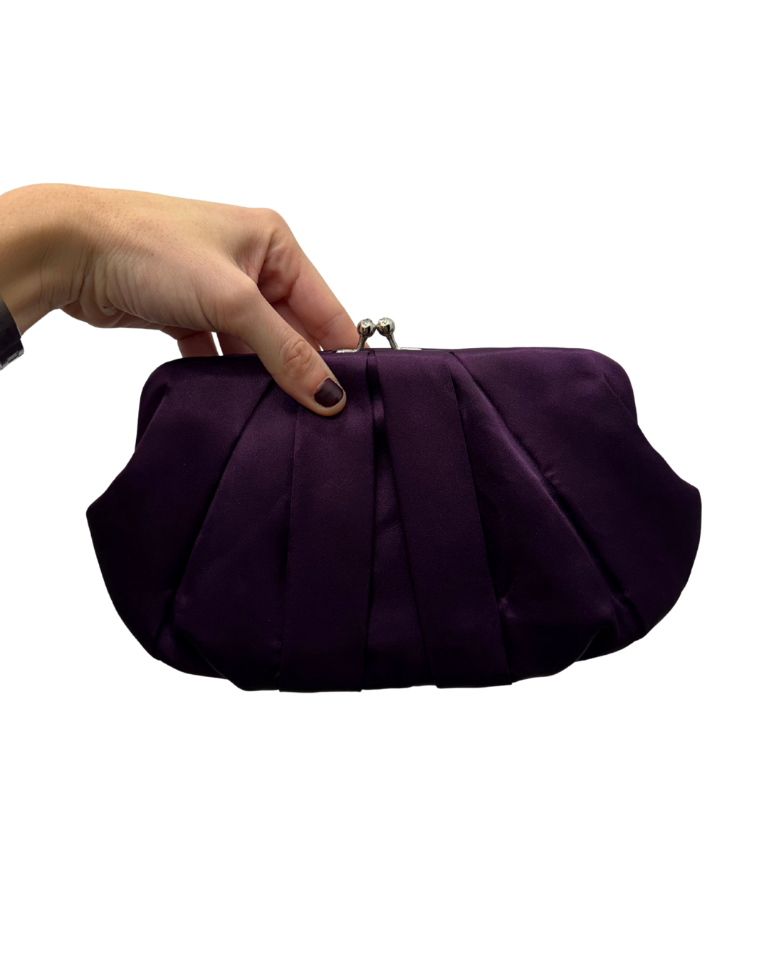 Bolso vintage berenjena tipo cartera de raso