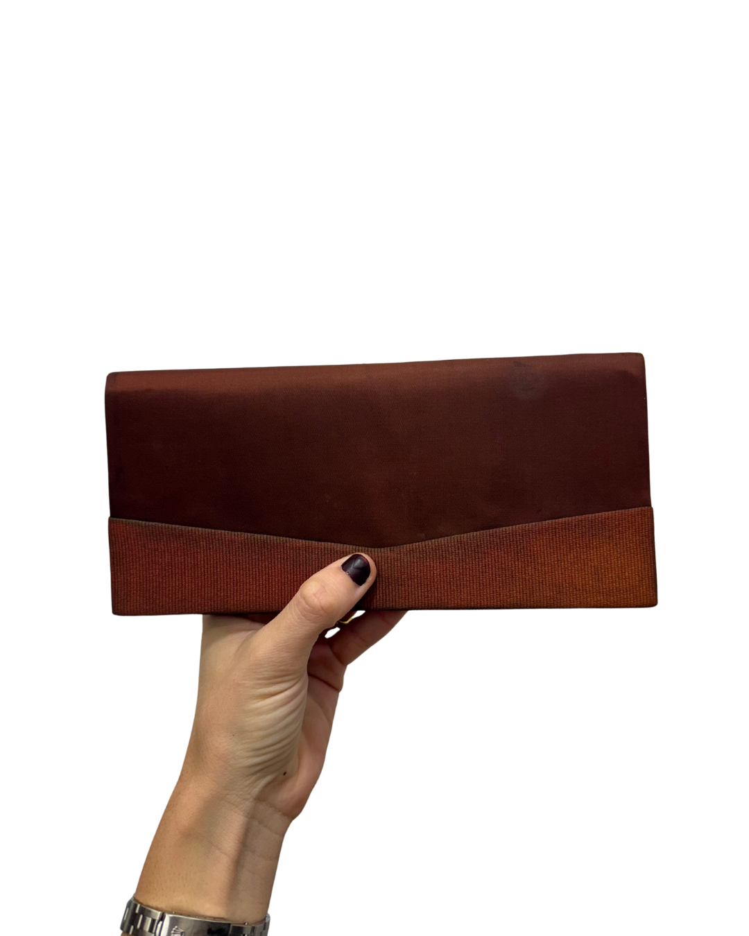 Bolso vintage cartera ocre tipo clutch antigua