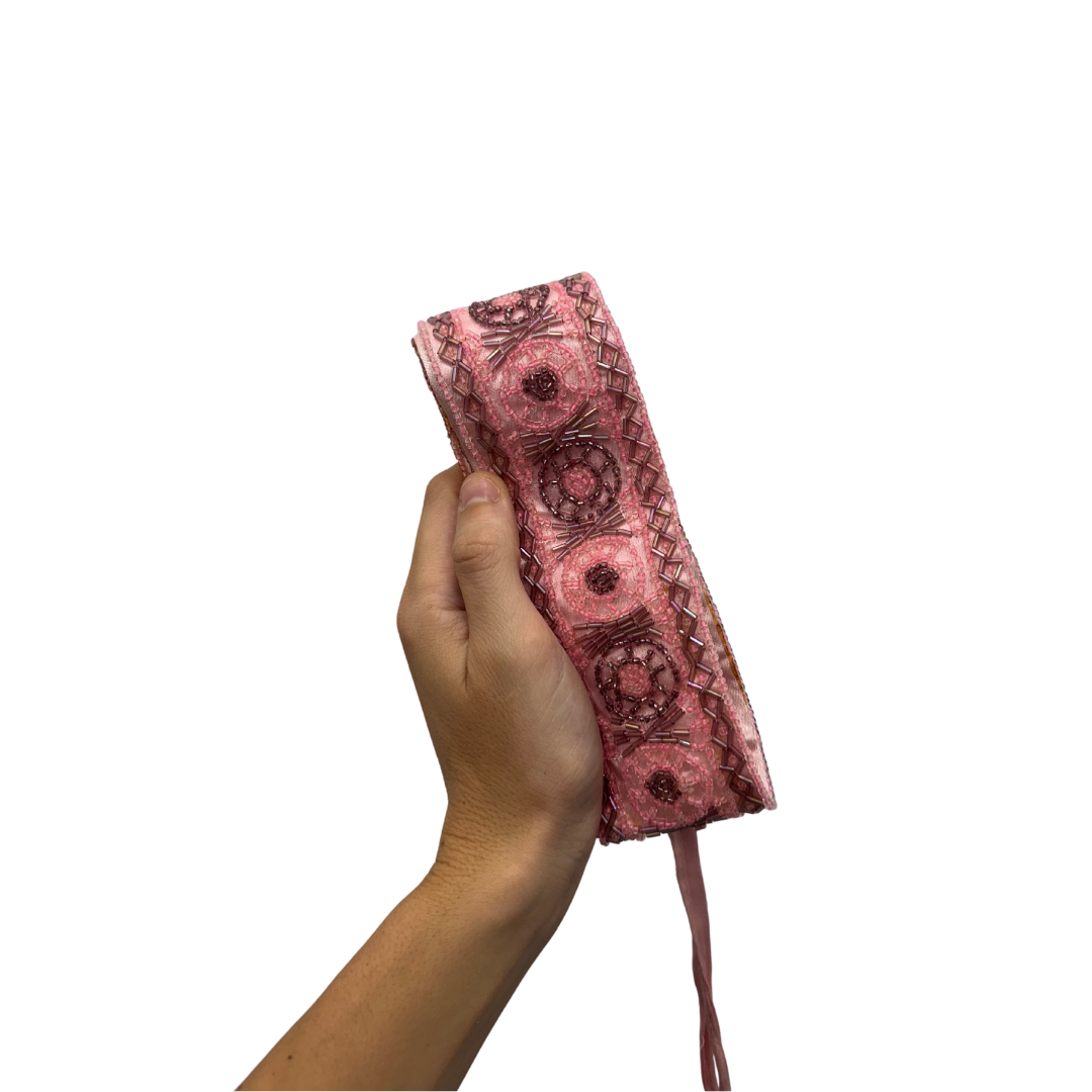 Cinturón vintage bordado rosa