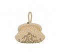 Bolso vintage con asa y con abalorios beige y blanco