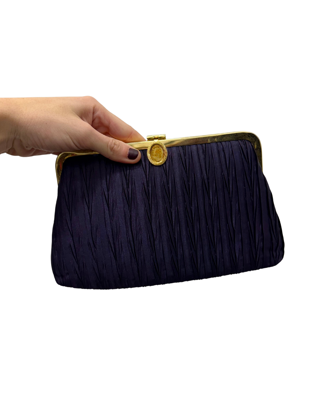 Bolso vintage cartera azul oscuro  tipo clutch