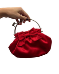 Bolso vintage bombonera rojo con lazo de raso