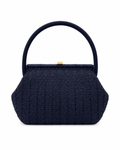 Bolsa vintage azul marinho com alça.