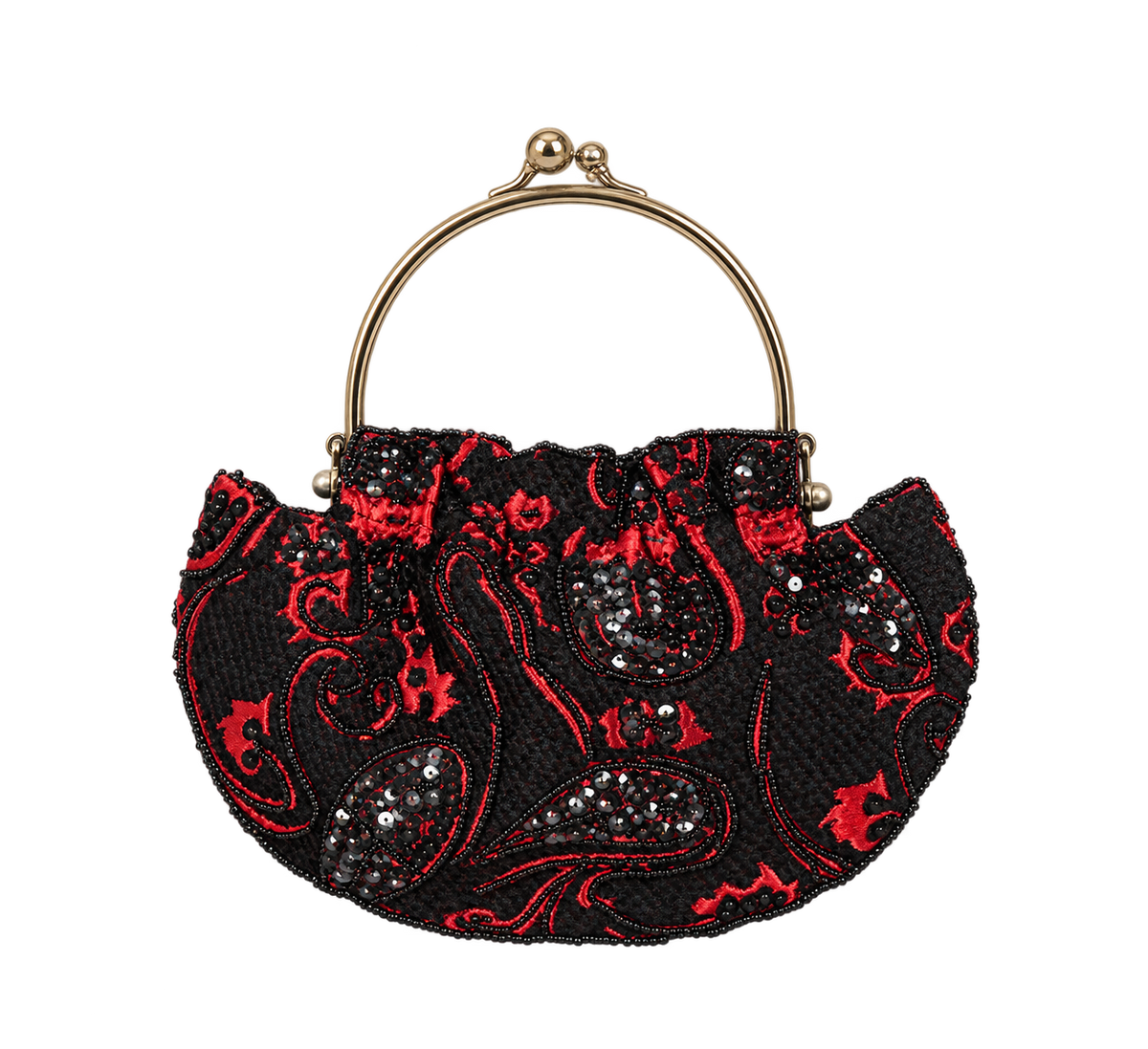 Bolso vintage tipo bombonera roja y negra
