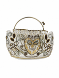 Bolso vintage tipo bombonera blanca con bordados