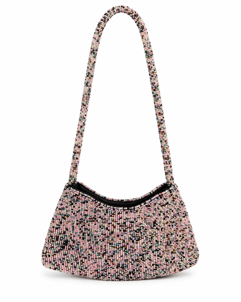 Bolsa vintage castanha estilo saco com flores vermelhas bordadas
