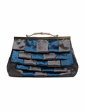 Bolso vintage tipo clutch gris y azul con cadena