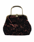 Bolso vintage bombonera de encaje con flores y asa metálica
