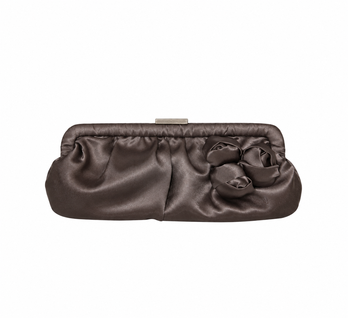 Bolso vintage flores gris tipo clutch con cadena