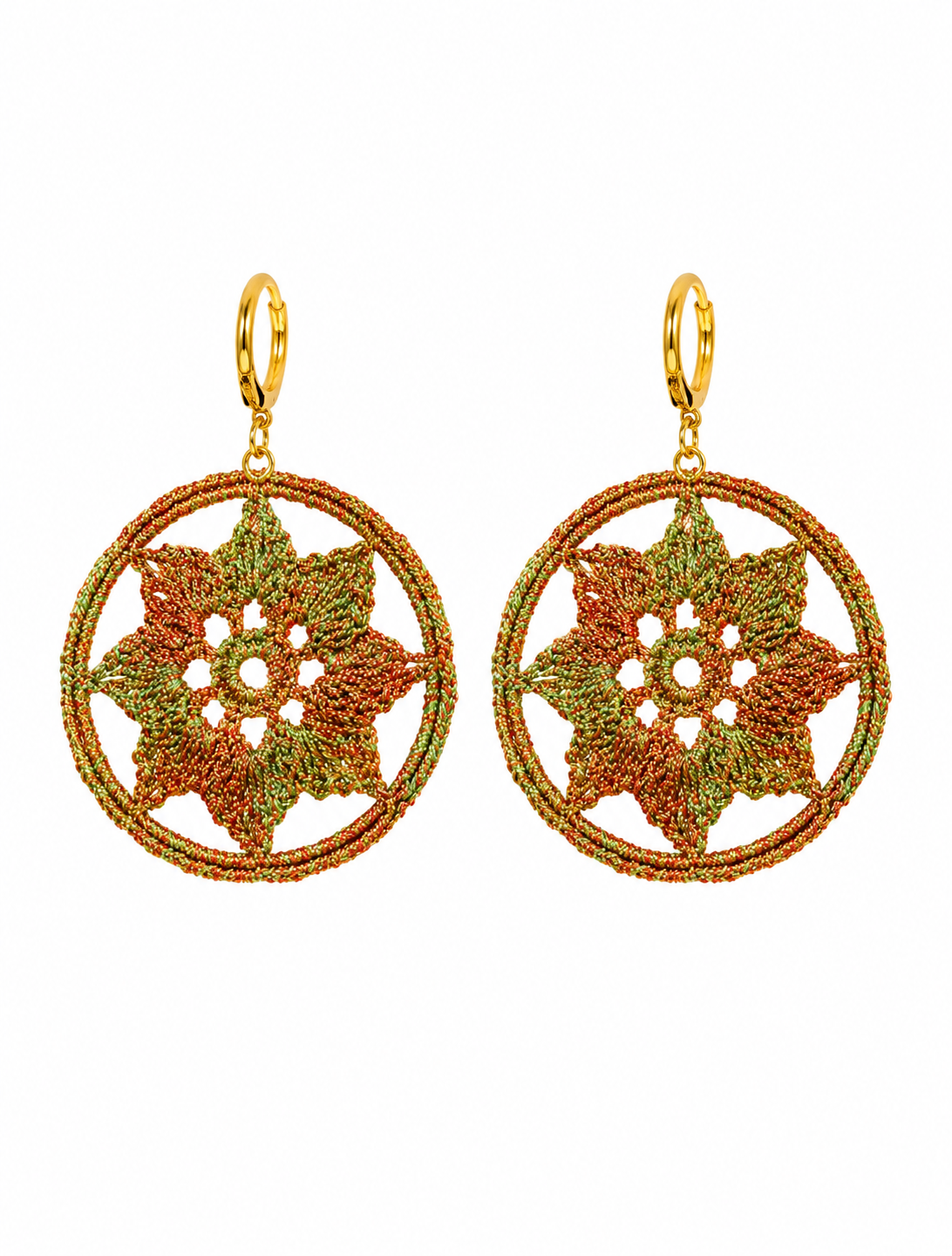 Pendientes Crochet Cobre y Verde Metalizado