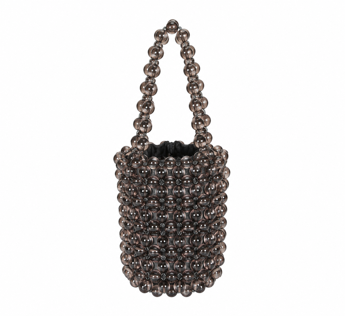 Bolsa vintage castanha estilo saco com flores vermelhas bordadas