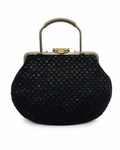 Bolso vintage bombonera negra bordado con lentejuelas en patrón