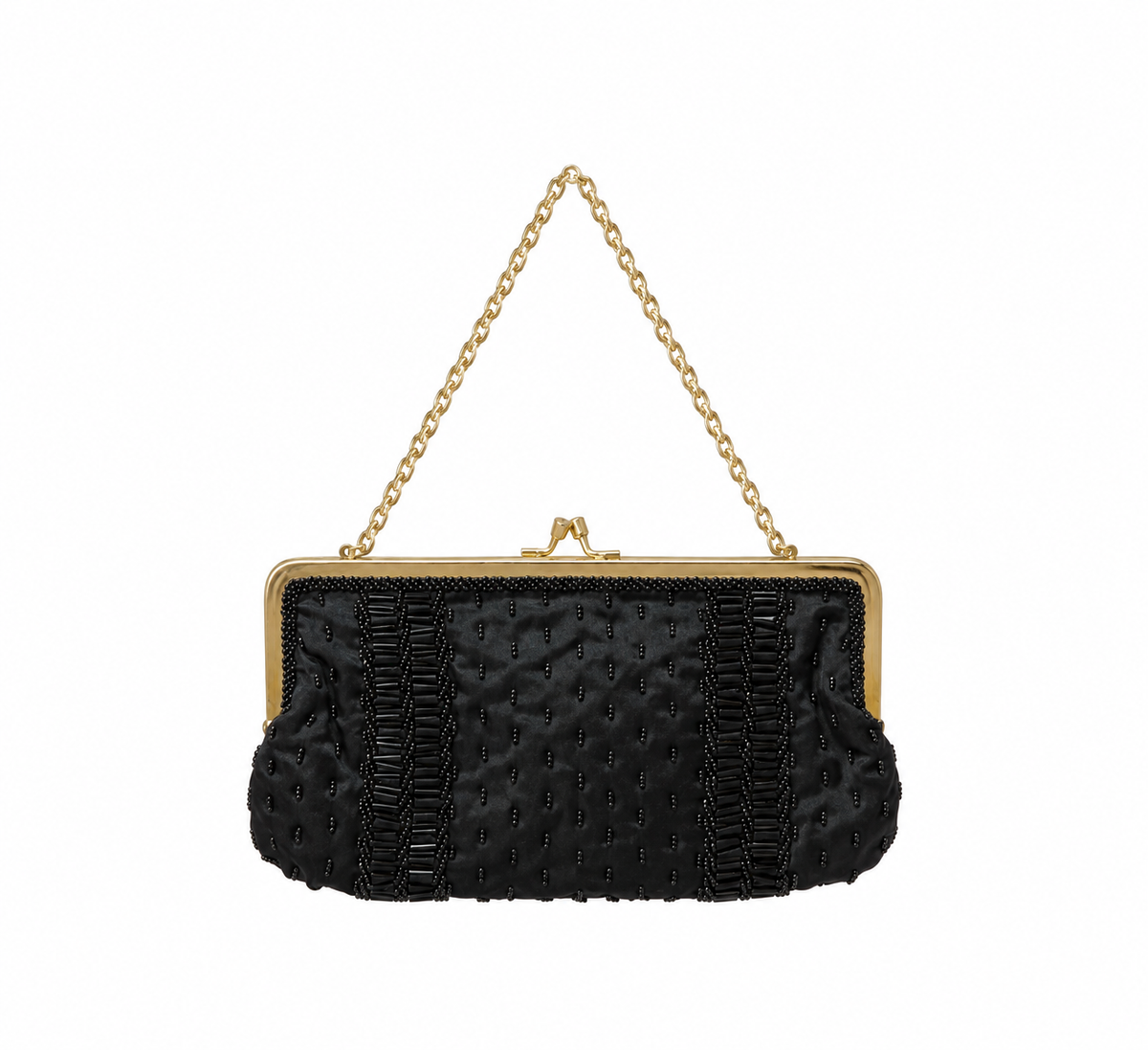 Bolsa vintage castanha estilo saco com flores vermelhas bordadas