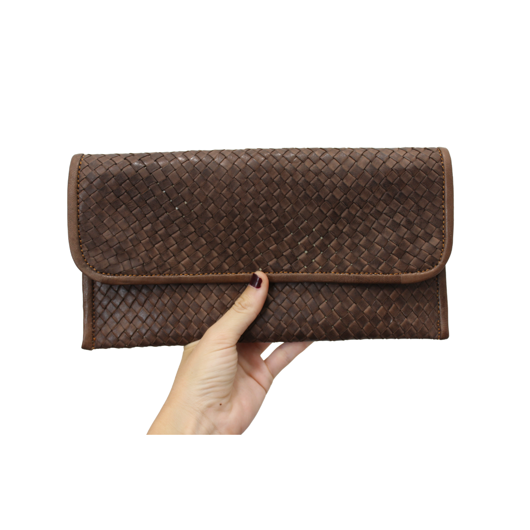 Bolso de mano de cuero trenzado con asa (varios colores)