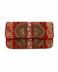 Bolso vintage rojo cartera con bordados en formas de helecho