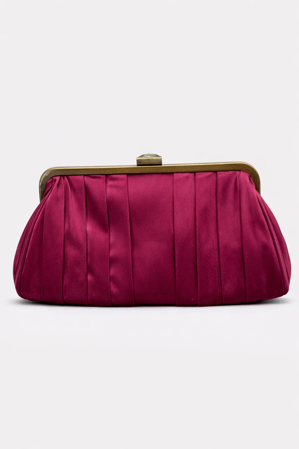 Bolso vintage rosa fucsia tipo clutch plisado con cierre de piedra