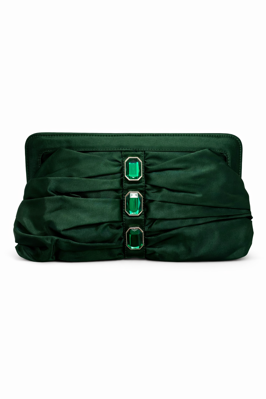 Bolso vintage verde tipo clutch con pedrería años 90.