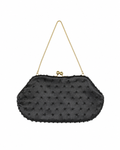 Bolso vintage de mano tipo clutch negro con cadena y detalles