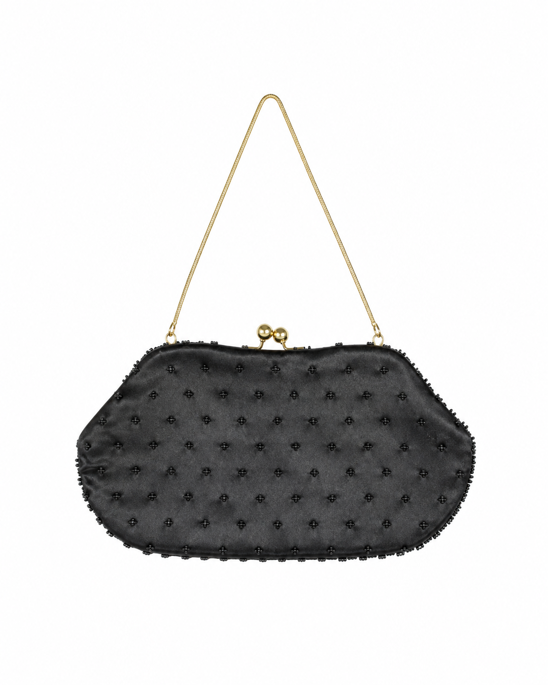 Bolso vintage de mano tipo clutch negro con cadena y detalles