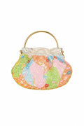 Bolso vintage tipo bombonera blanco con lentejuelas