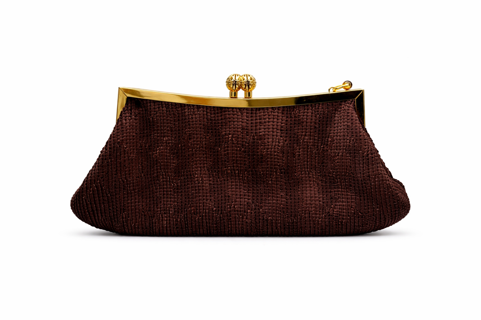 Bolso vintage marrón chocolate tipo clutch plisado a cuadros