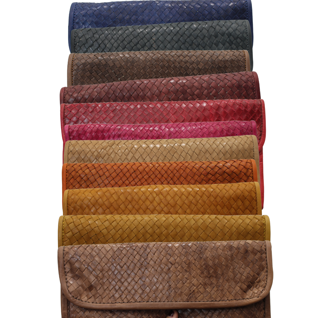 Bolso de mano de cuero trenzado con asa (varios colores)