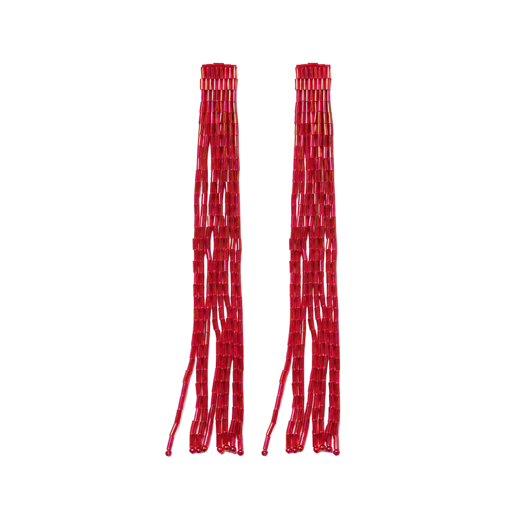 Pendientes Cascada Rojo, Rosa y Amarillo Tornasolado