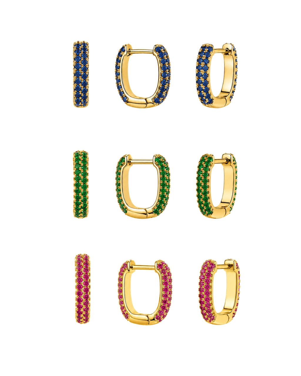 Aros Square Halley circonitas (rosa, azul o verde)