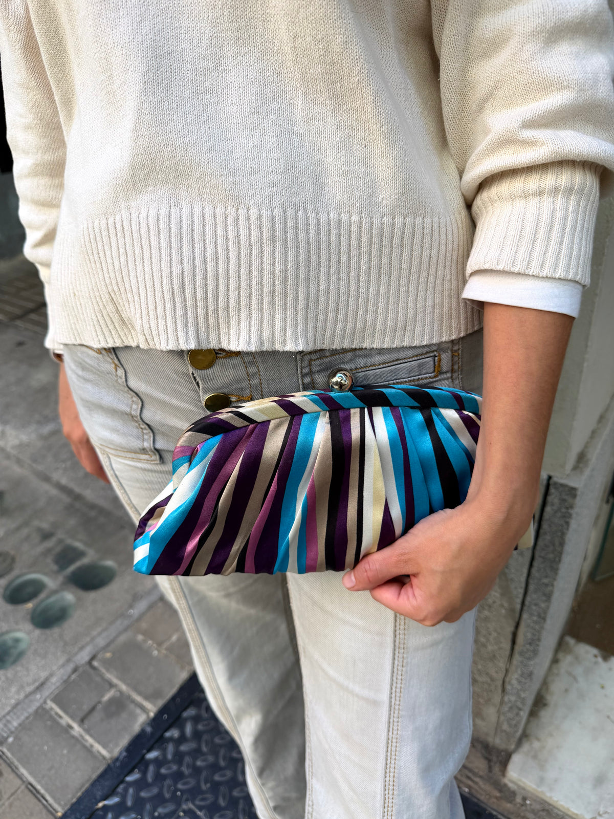 Bolso vintage tipo Clutch Rayas