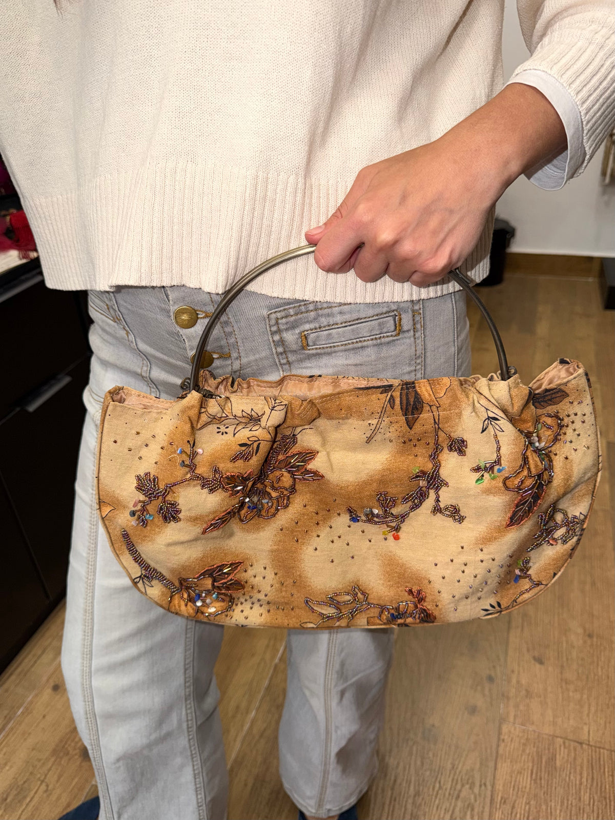 Bolso vintage Bombonera Tierra con Flores XL
