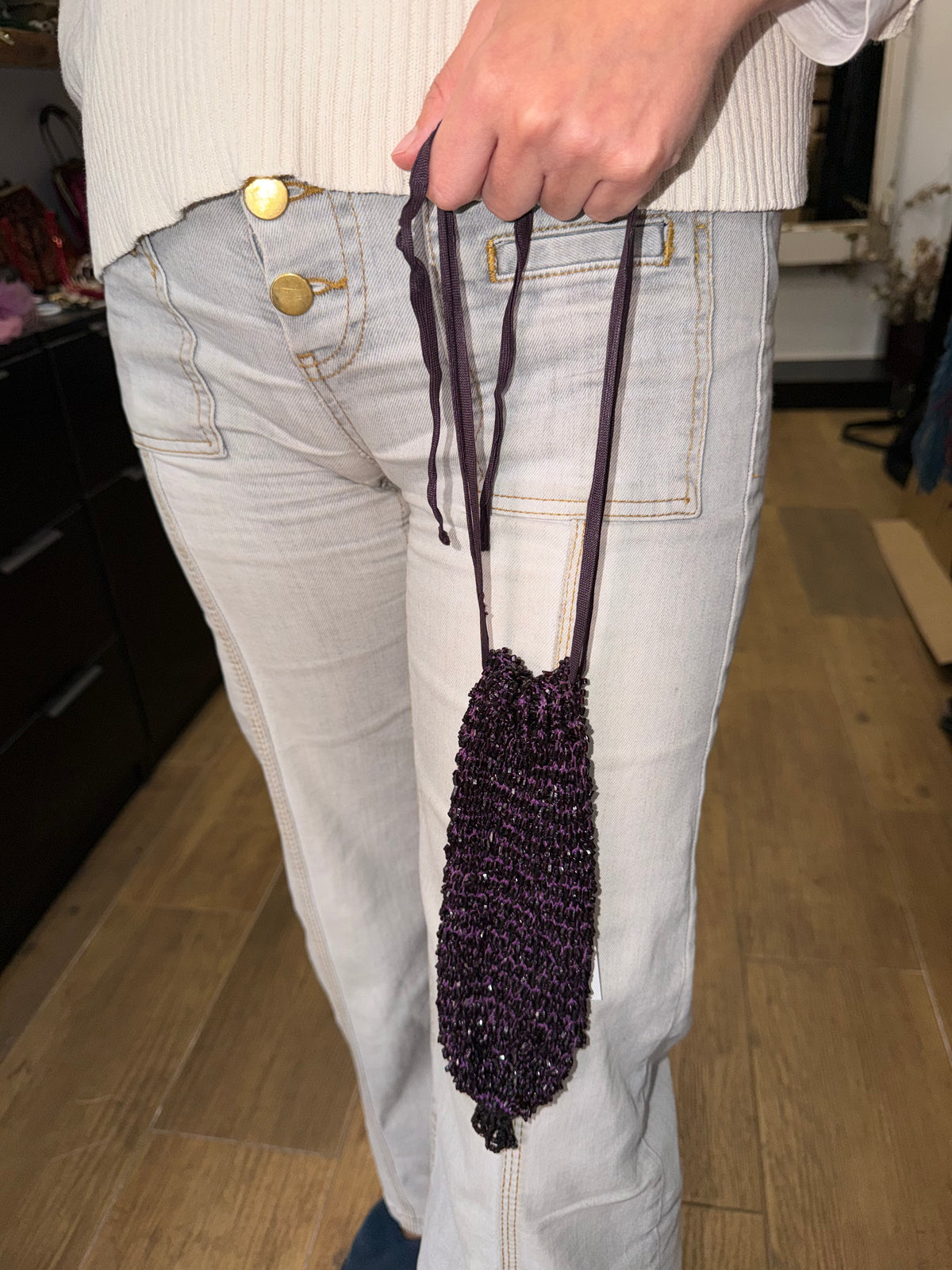 Bolso vintage tipo limosnera morada