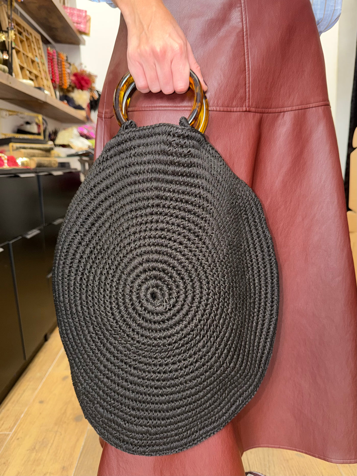 Bolso Vintage Redondo Negro