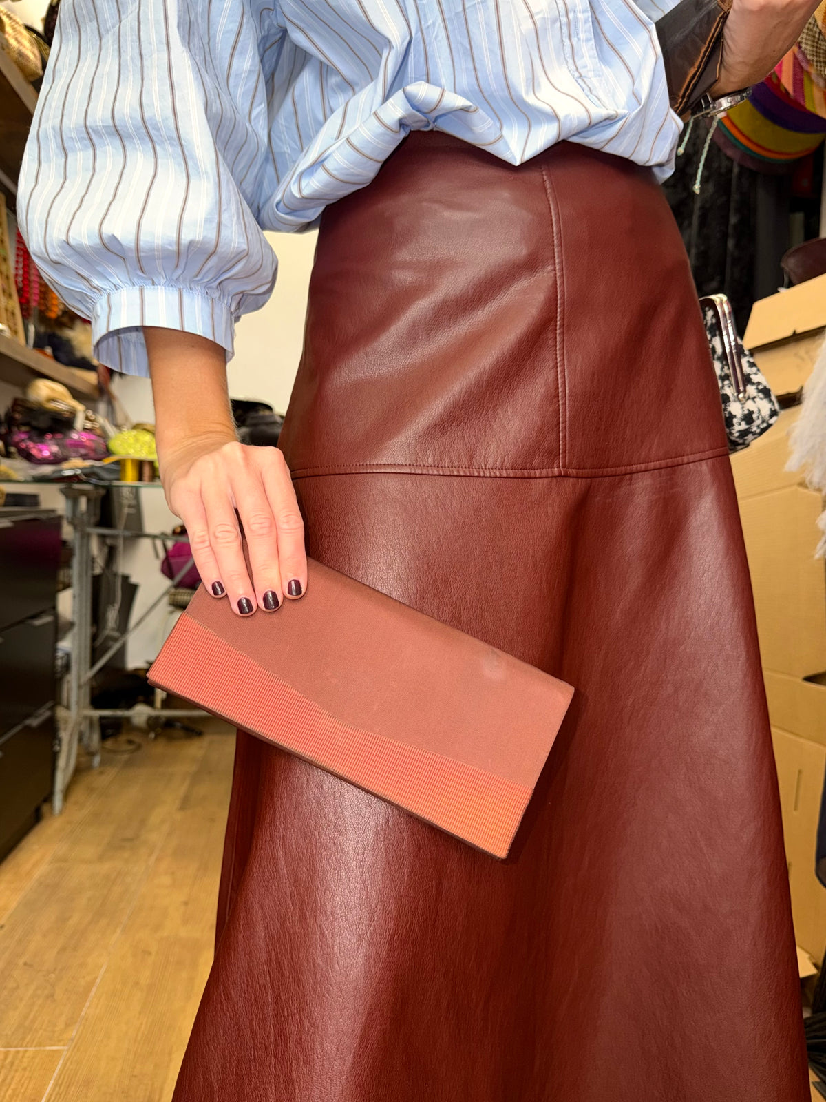 Bolso vintage cartera ocre tipo clutch