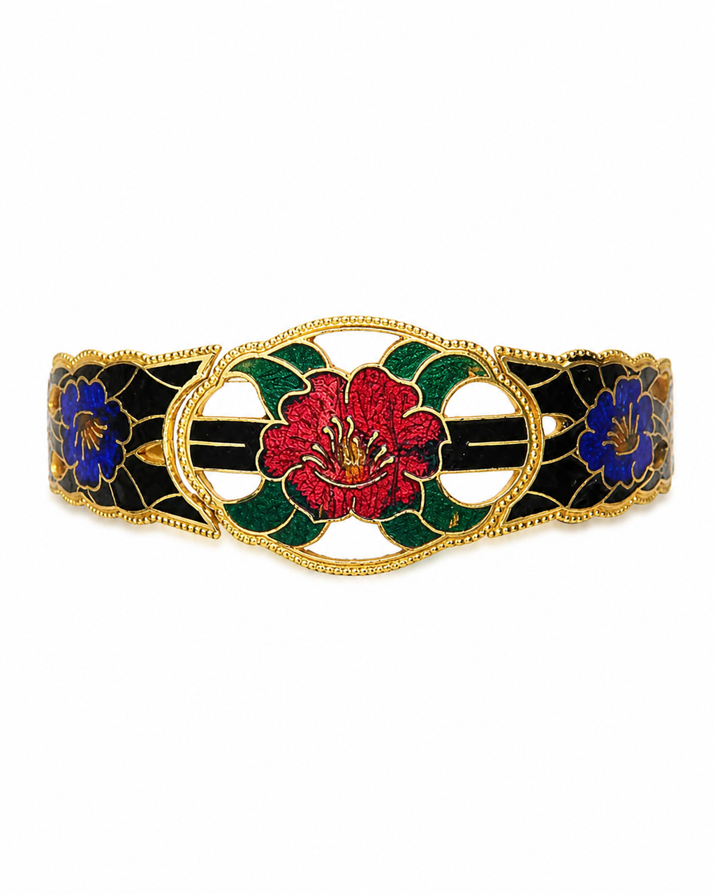 Pulseira vintage de flores esmaltadas