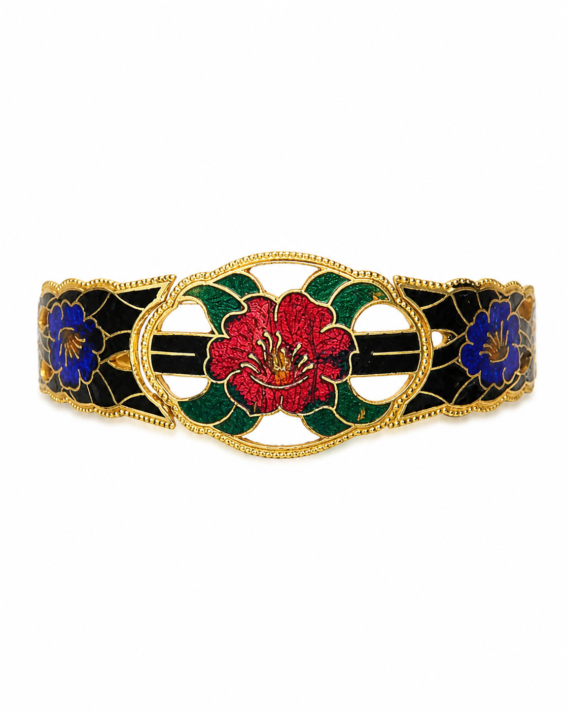 Pulseira vintage de flores esmaltadas