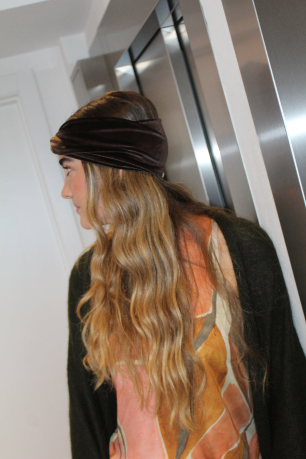 Turbante de terciopelo Marrón Chocolate