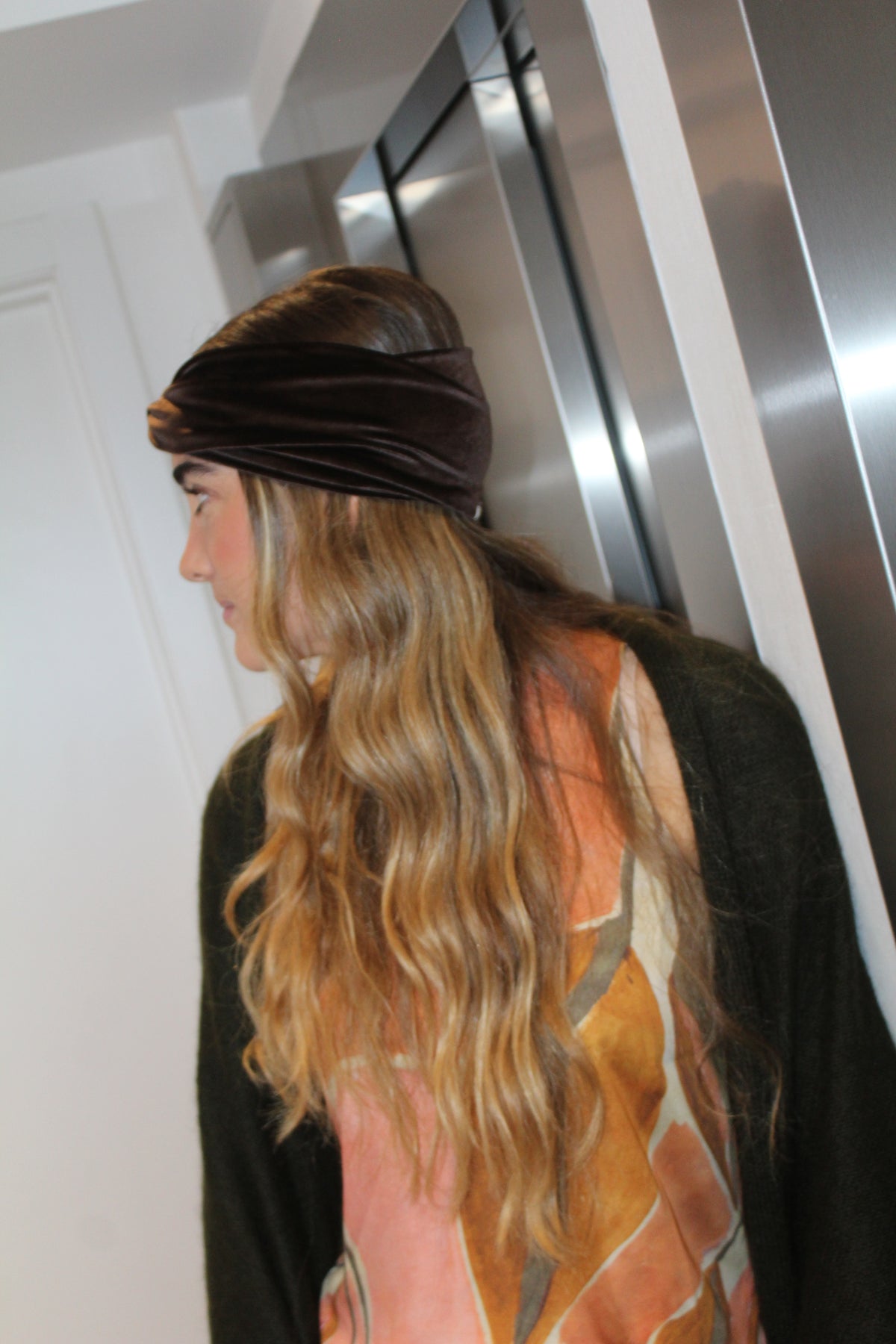 Turbante de terciopelo Marrón Chocolate