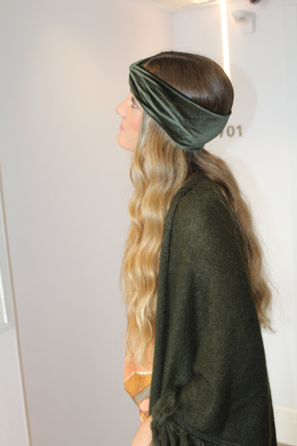 Turbante de terciopelo Verde Oscuro
