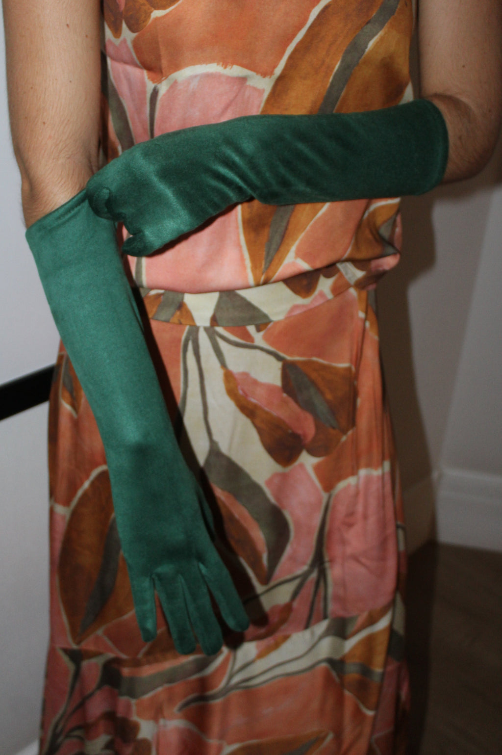 Guantes Largos de antelina Verde