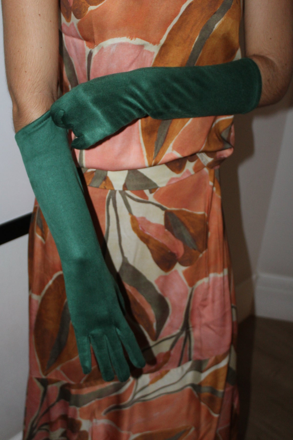 Guantes Largos de antelina Verde