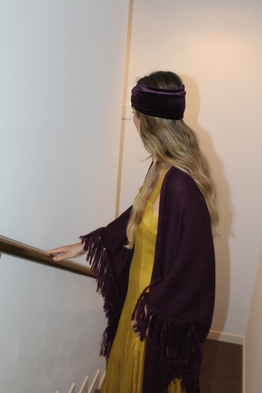 Turbante de terciopelo Berenjena